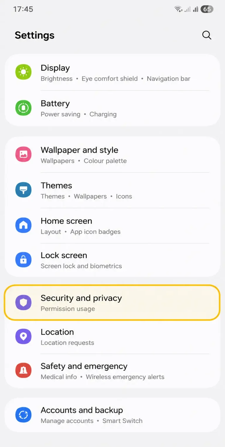 moiveblast security and privacy setting screenshot